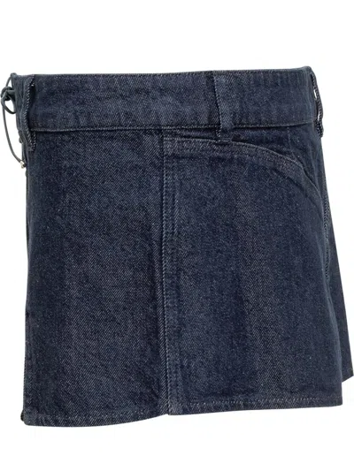 Ludovic De Saint Sernin Laceup Mini Skirt In Blue