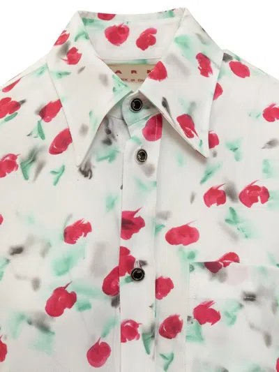 Marni Floral Print Viscose Shirt In White