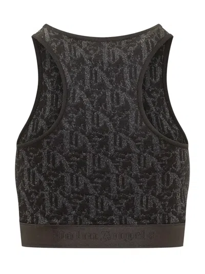 Palm Angels Monogram Bra Top In Black