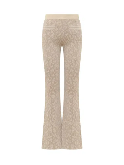 Palm Angels Monogram Jacquard Knit Trousers In Beige