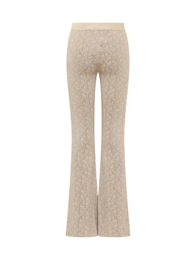 Palm Angels Monogram Jacquard Knit Trousers In Beige
