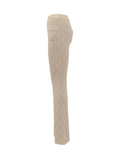 Palm Angels Monogram Jacquard Knit Trousers In Beige