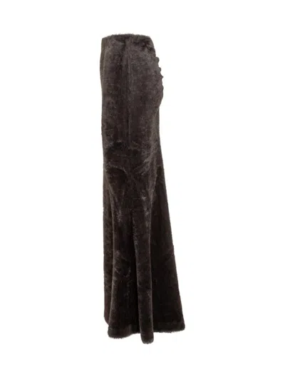 The Andamane Maxi Skirt Silhouette Faux Shearling Texture In Black