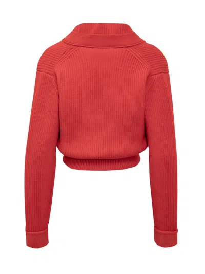 Victoria Beckham Cropped V-neck Cardigan In Red