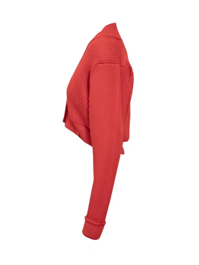Victoria Beckham Cropped V-neck Cardigan In Red