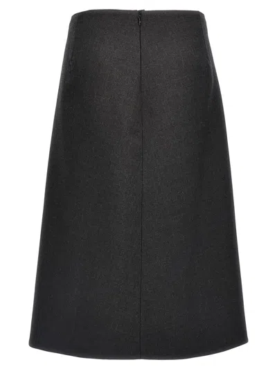Jil Sander Wool A-line Midi Skirt In Gray