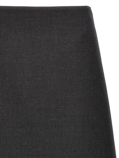 Jil Sander Wool A-line Midi Skirt In Gray
