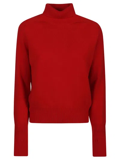 Victoria Beckham Wool Double Layer Top With Sheer Underlay In Red
