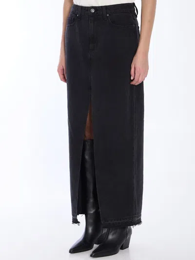 Paige Angela Denim Maxi Skirt In Black
