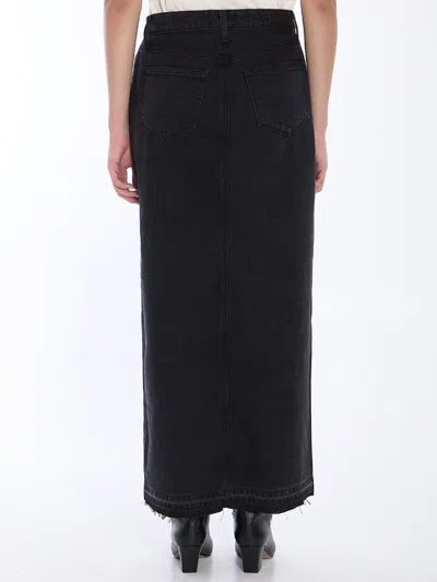 Paige Angela Denim Maxi Skirt In Black