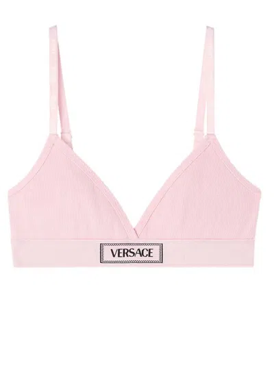 Versace Vintage Logo Ribbed Bralette In Pink