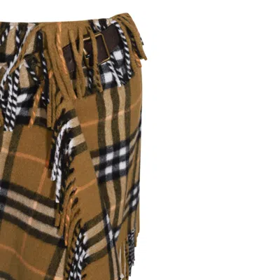 Burberry Women Wool And Cashmere Check Scarf Style Skirt In Oxide Ip Check