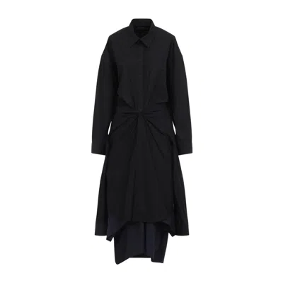 Balenciaga Maxi Layered Shirt Dress In Black