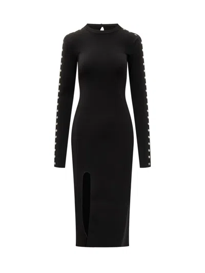 Stella Mccartney Studded Long Sleeve Midi Dress In Black