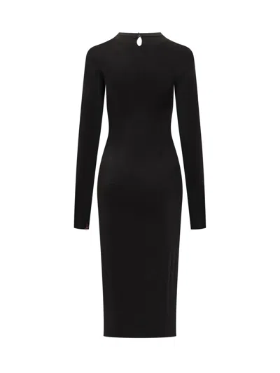 Stella Mccartney Studded Long Sleeve Midi Dress In Black