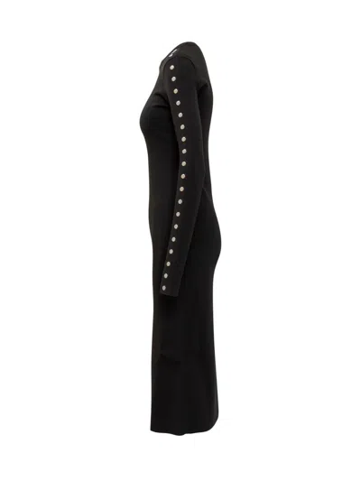 Stella Mccartney Studded Long Sleeve Midi Dress In Black