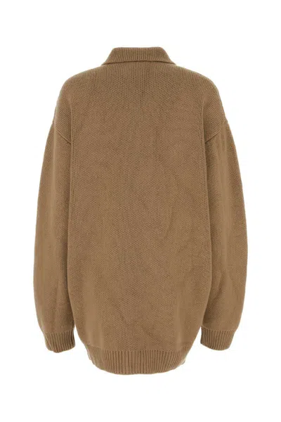 Prada Cardigan In Cashmere Biscotto  Donna In Brown