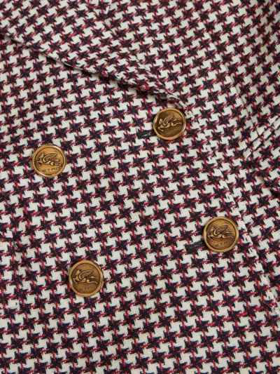 Etro Houndstooth-pattern Double-breasted Jacket In Multicolor