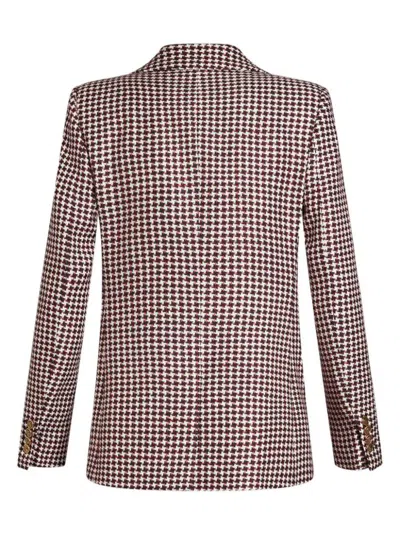 Etro Houndstooth-pattern Double-breasted Jacket In Multicolor