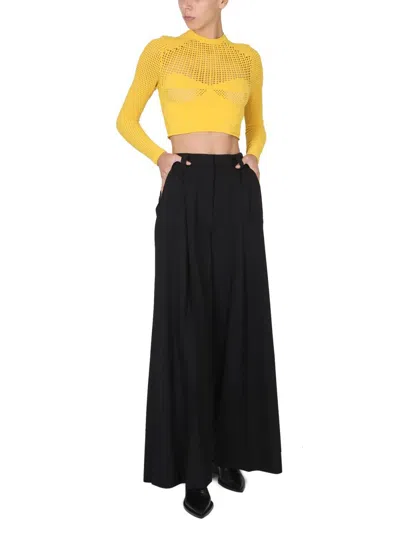 Ambush Cropped Mesh Knitwear Top In Yellow