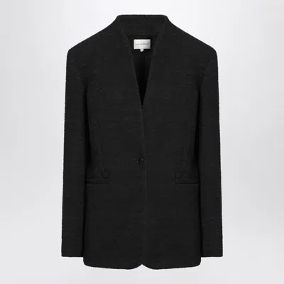 Loulou Studio Single-button Round-neck Pullover Jacket In Black