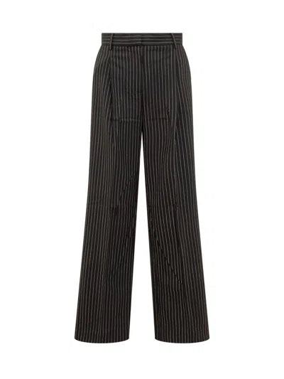 Michael Kors Navy Blue Pleated Pants In Black