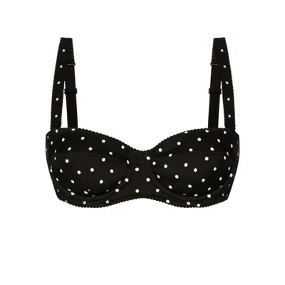 Dolce & Gabbana Polka Dot-print Balconette Bra In Black/white