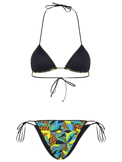 Reina Olga Printed Triangle Bikini Set In Green