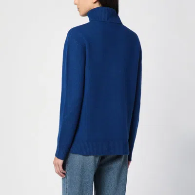 Apc Wool Turtleneck Sweater With Ribbed Cuffs And Hem In Blue