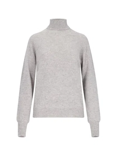 Ma'ry'ya Classic Turtleneck In Gray Melange Cashmere In Grey