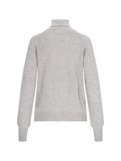 Ma'ry'ya Classic Turtleneck In Gray Melange Cashmere In Grey