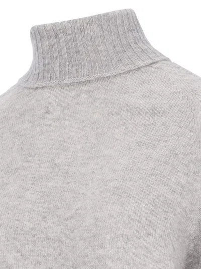 Ma'ry'ya Classic Turtleneck In Gray Melange Cashmere In Grey