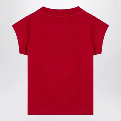 Balenciaga Mini Cropped Crew-neck T-shirt With Keep Calm Logo In Red