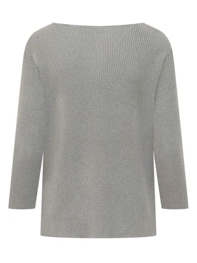 Fabiana Filippi Ribbed Oversized Jumper In Silver