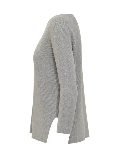 Fabiana Filippi Knitted Wool Sweater In Silver