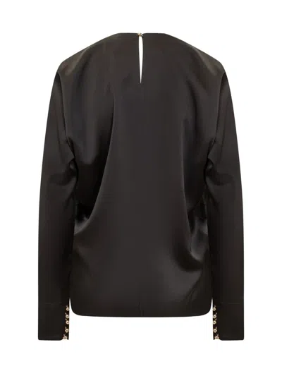 Lanvin Draped Long-sleeved Blouse In Black