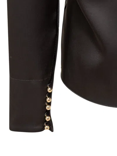 Lanvin Draped Long-sleeved Blouse In Black