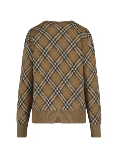 Burberry Brown Check Jumper In Wool And Mohair In Brown
