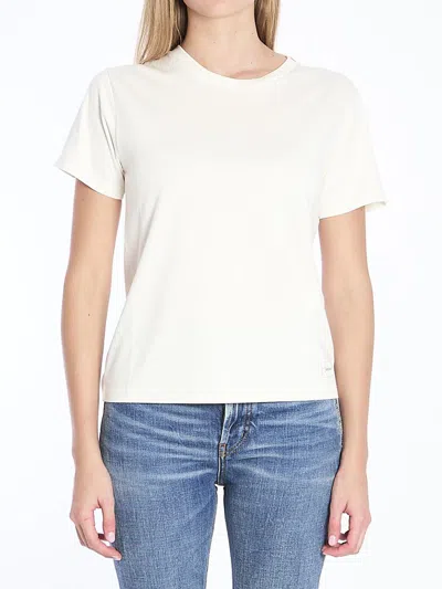 Saint Laurent Logo-patch Crewneck T-shirt In White