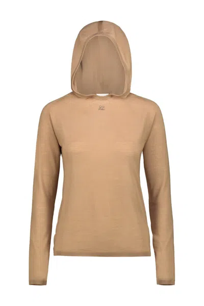 Courrèges Hoodie Knit Second Skin In Beige