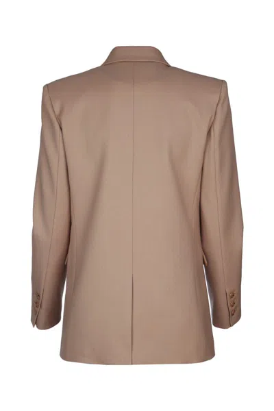 Elisabetta Franchi Double Breasted Jacket Chest Flap Pockets In Brown