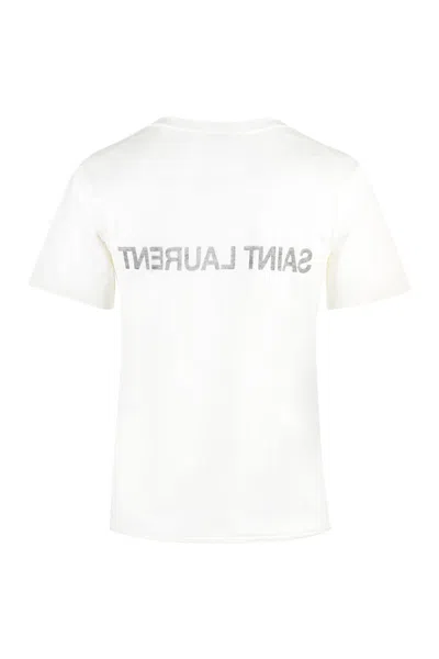 Saint Laurent Reverse Logo T-shirt In White