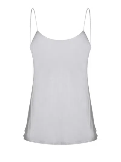 Herno Beige Top With Spaghetti Straps In Satin Woman In Grey