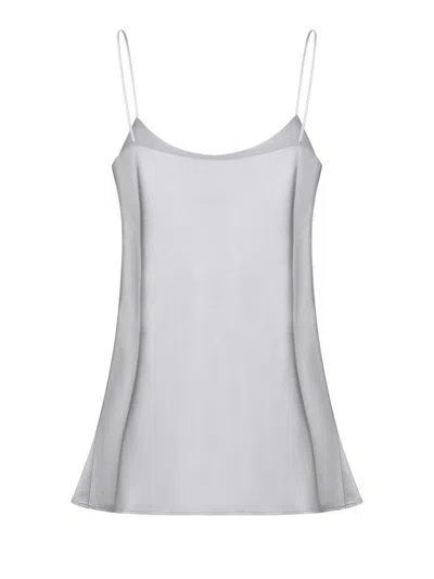 Herno Beige Top With Spaghetti Straps In Satin Woman In Grey
