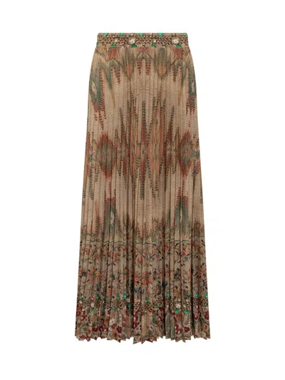 Pierre-louis Mascia Pierre Louis Mascia Printed Silk Skirt In Brown