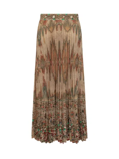 Pierre-louis Mascia Pierre Louis Mascia Printed Silk Skirt In Brown