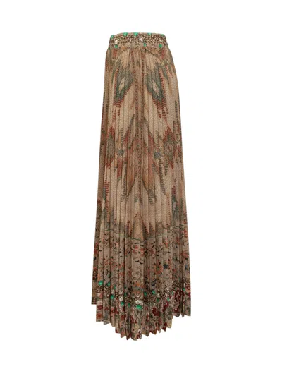 Pierre-louis Mascia Pierre Louis Mascia Printed Silk Skirt In Brown