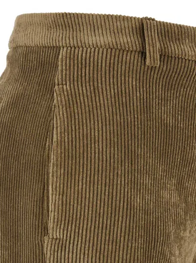 PLAIN BROWN PANTS WITH CONCEALED CLOSURE IN COURDUROY WOMAN 