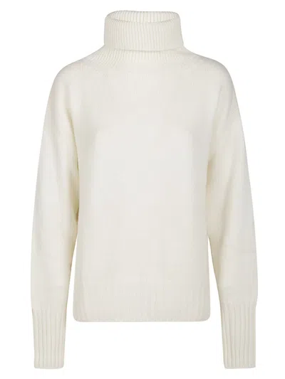 Wild Cashmere Beatrix Boxy Turtle Neck Sweater In White