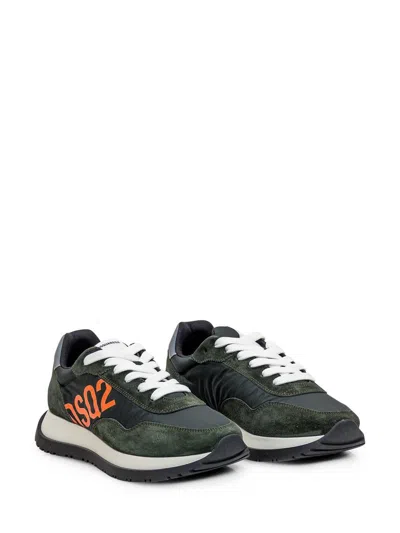 Dsquared2 Low-top Running Sneakers With Logo Print In Green